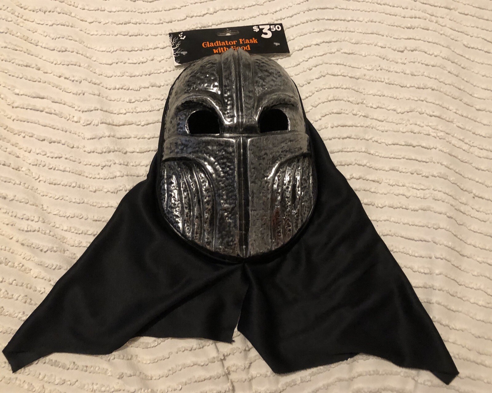 VINTAGE DOLGENCORP GLADIATOR MASK WITH HOOD HALLOWEEN MASK WITH TAG NOS
