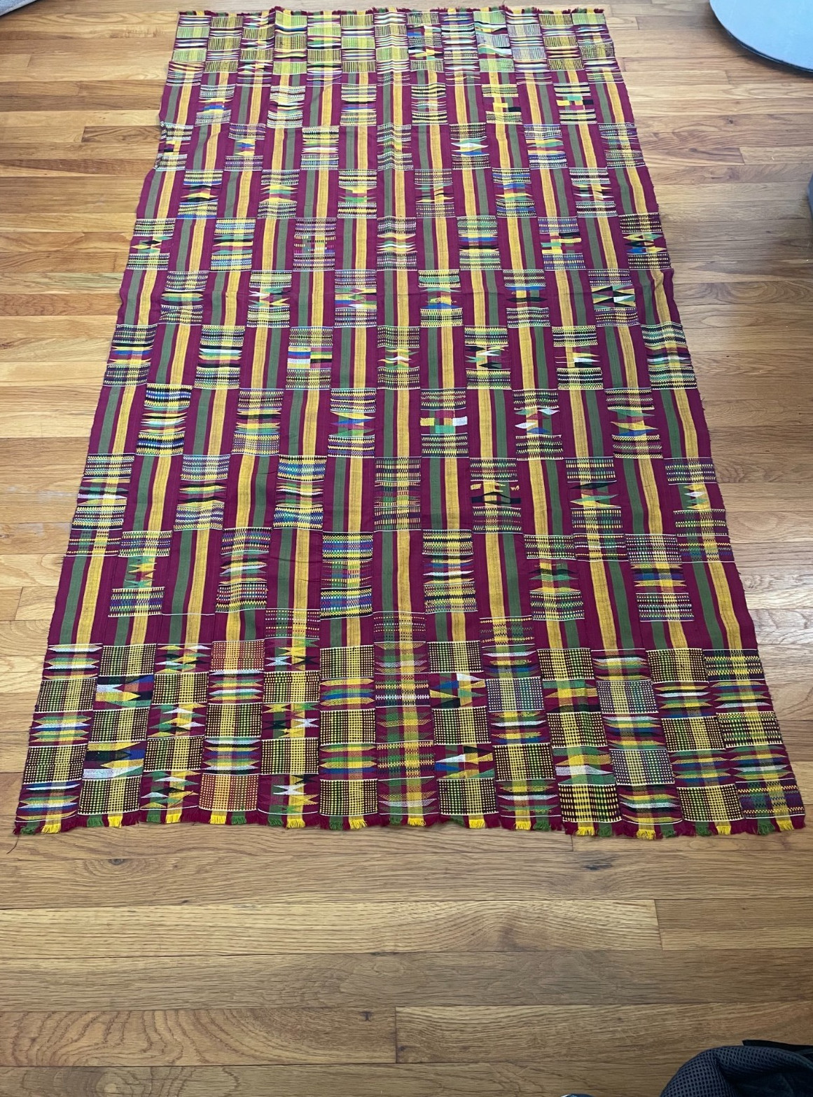Vintage African Kente Cloth Handwoven Ghanaian Textile 77 1/2 x 41 1/2 inches