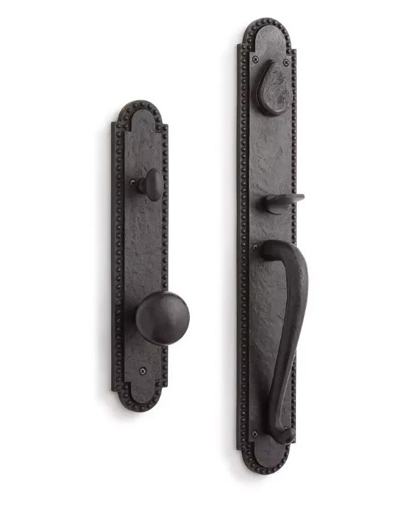 New Antique Pewter Marconi Solid Bronze Entrance Door Set with Knob