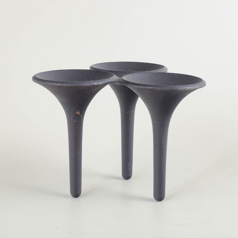 Jens Harald Quistgaard, Denmark. Three-arm candlestick in cast iron. 1960s.