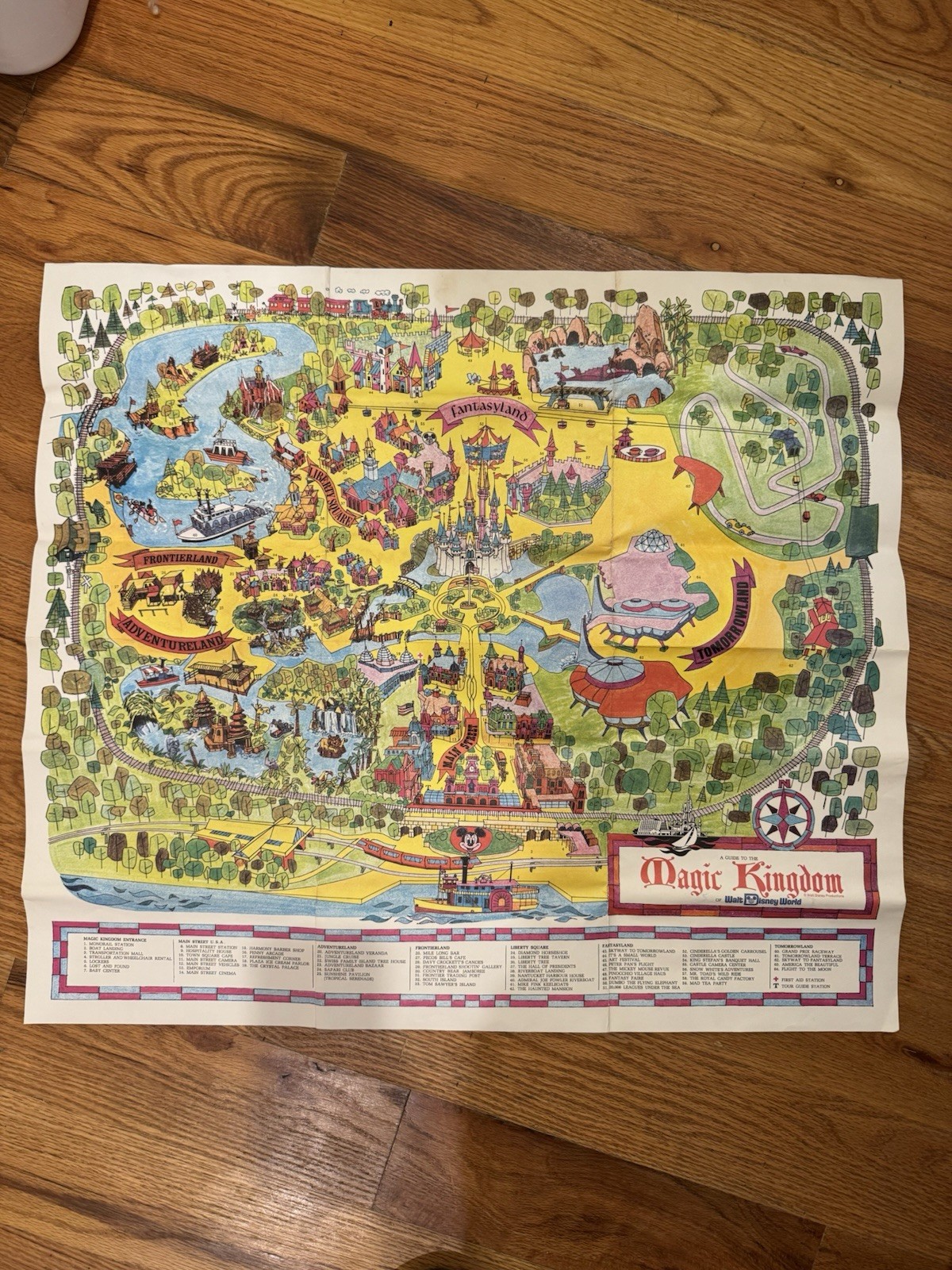 Vintage 1971 ORIGINAL Walt Disney World Magic Kingdom Souvenir Map Opening Year