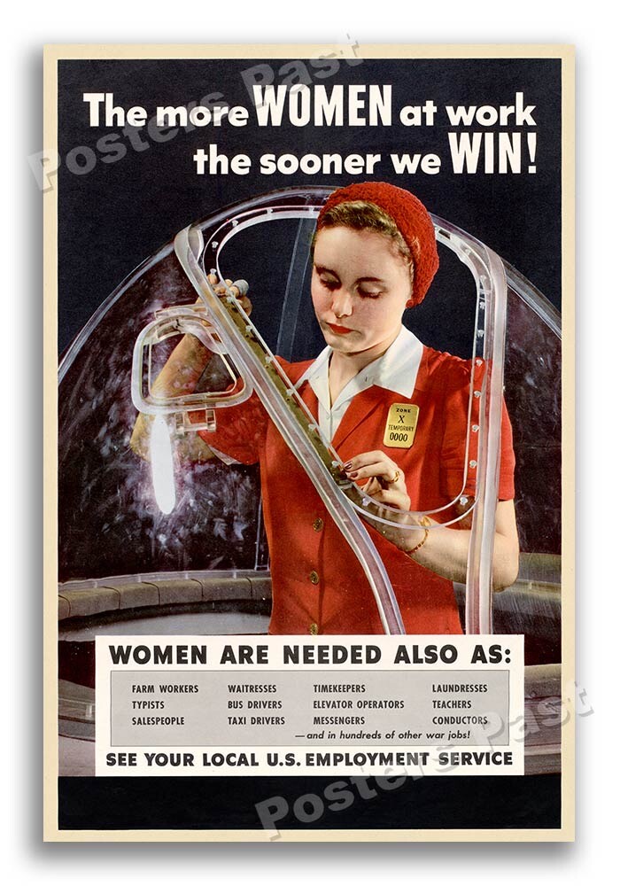 “Women at Work” 1943 Vintage Style World War 2 Poster - 24x36