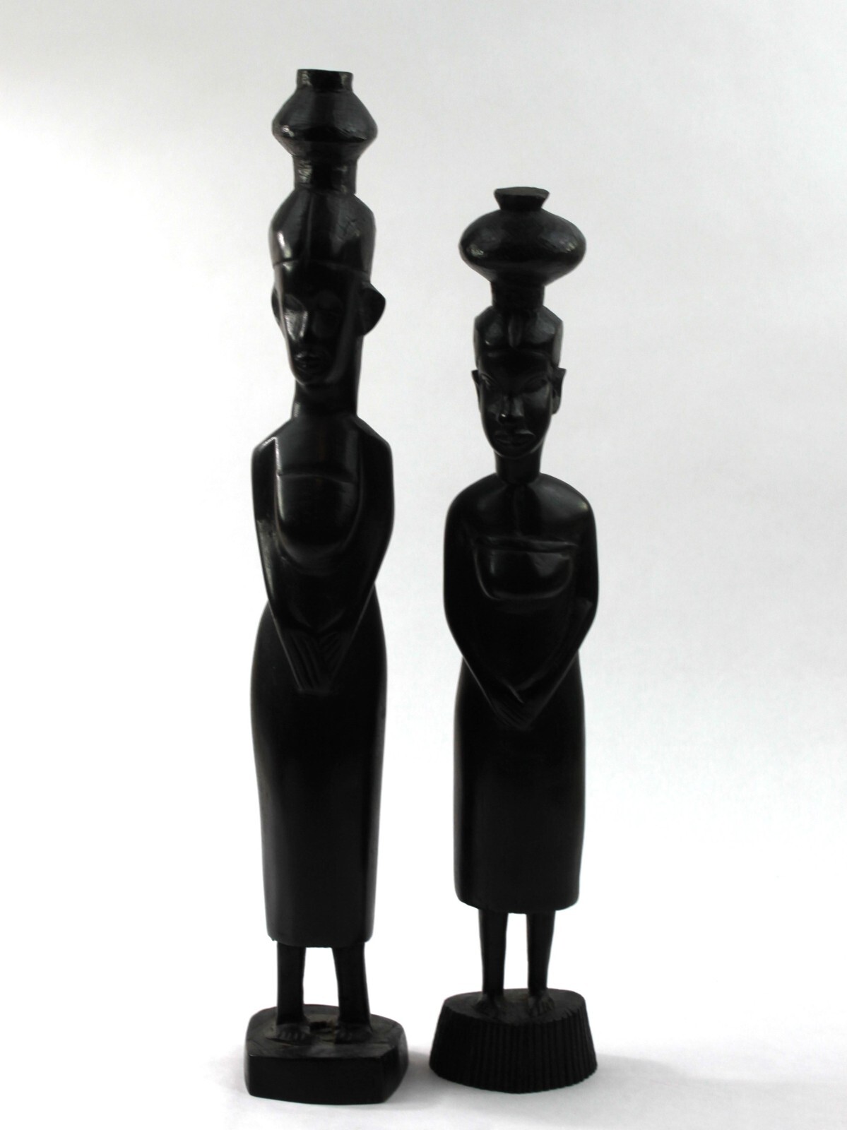 Tanganyika African Tribal Woman Carved Wood Statue Sculpture Set Afri Craft