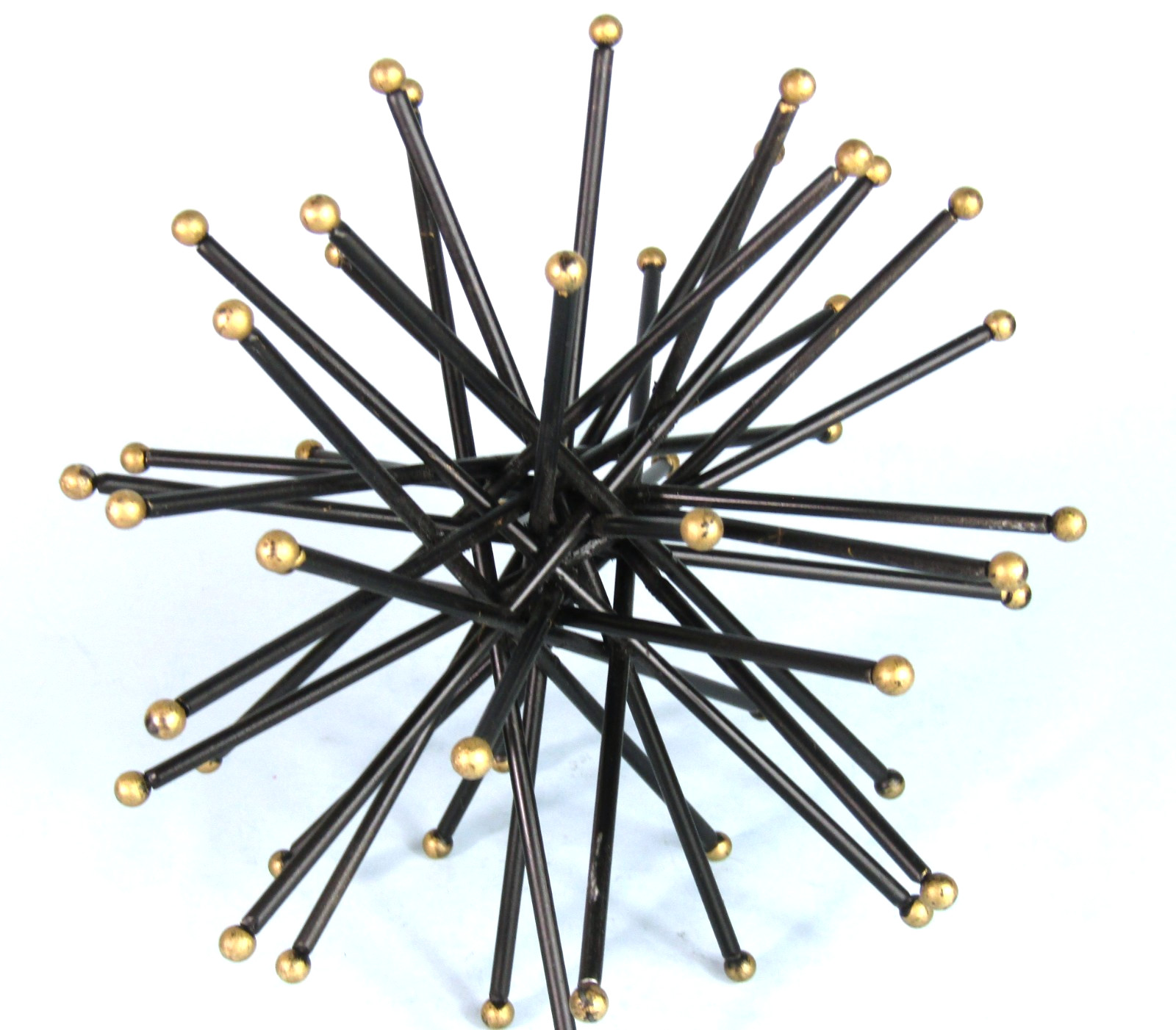 Atomic Age Midcentury Modern Black and Gold Metal SUNBURST Tabletop Sculpture
