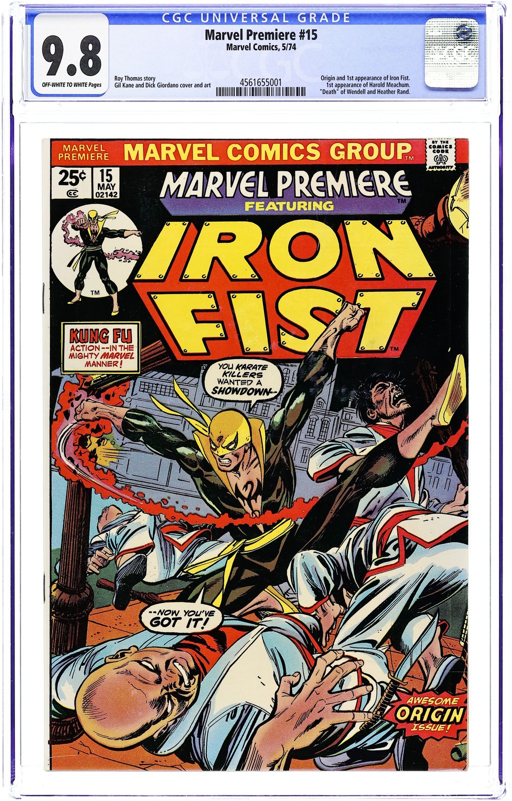 Marvel Premiere #15 CGC 9.8 1974 4561655001 1st app. and origin Iron Fist