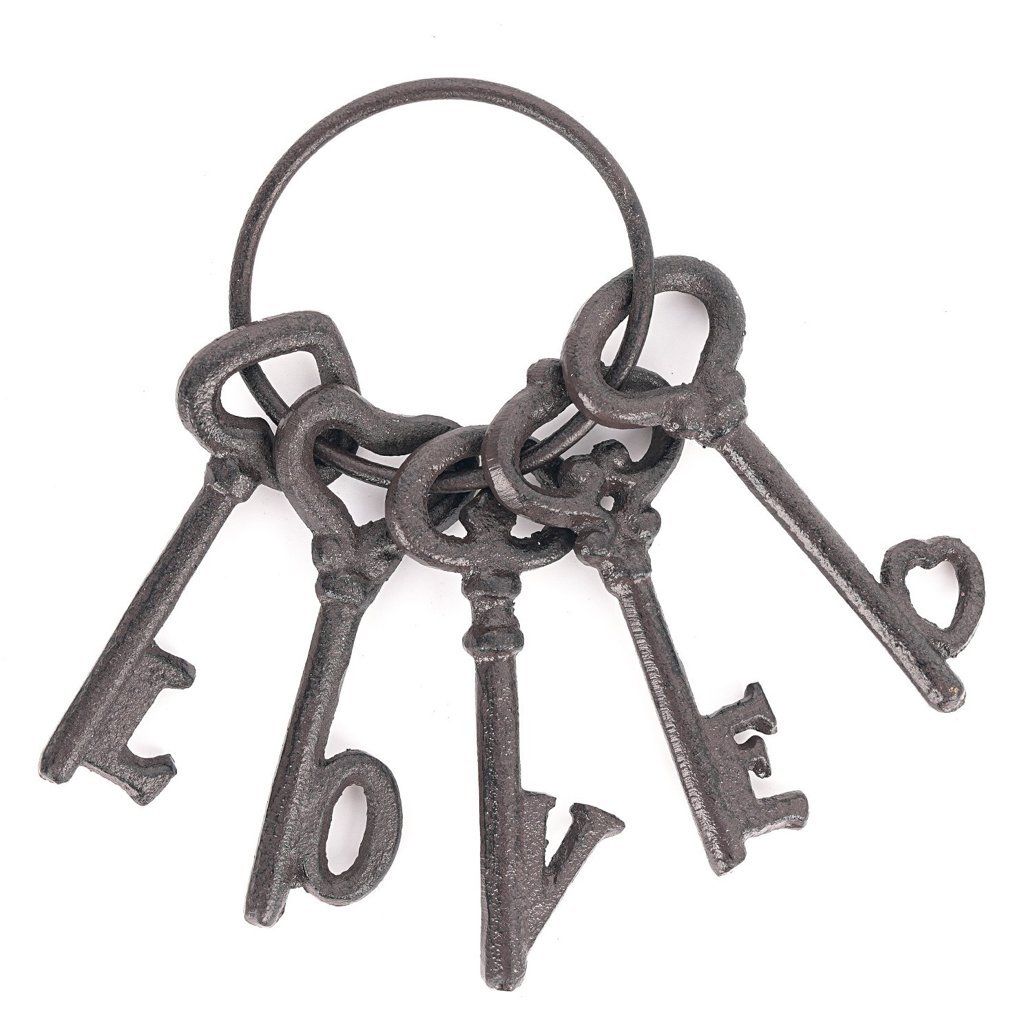 Sungmor Vintage Cast Iron Skeleton Keys, Farmhouse Wall Decor LOVE Word Key Ring