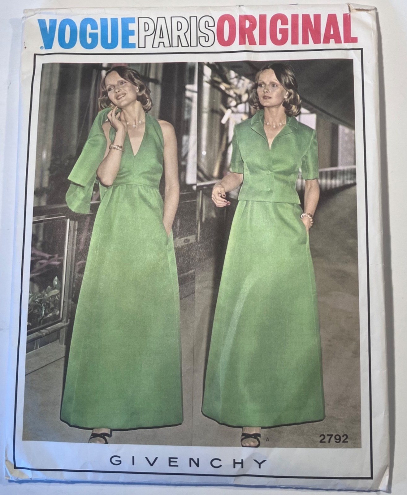 70s Vogue 2792 Givenchy Paris Original Pattern Halter Dress Jacket Sz 12 B34 FF 70s Vogue 2792 Givenchy Paris Original Pattern Halter Dress Jacket Sz 12 B34 FF