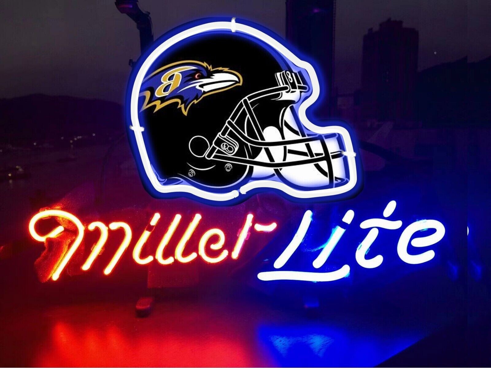 US STOCK Miller Lite Beer Baltimore Ravens Helmet 14\