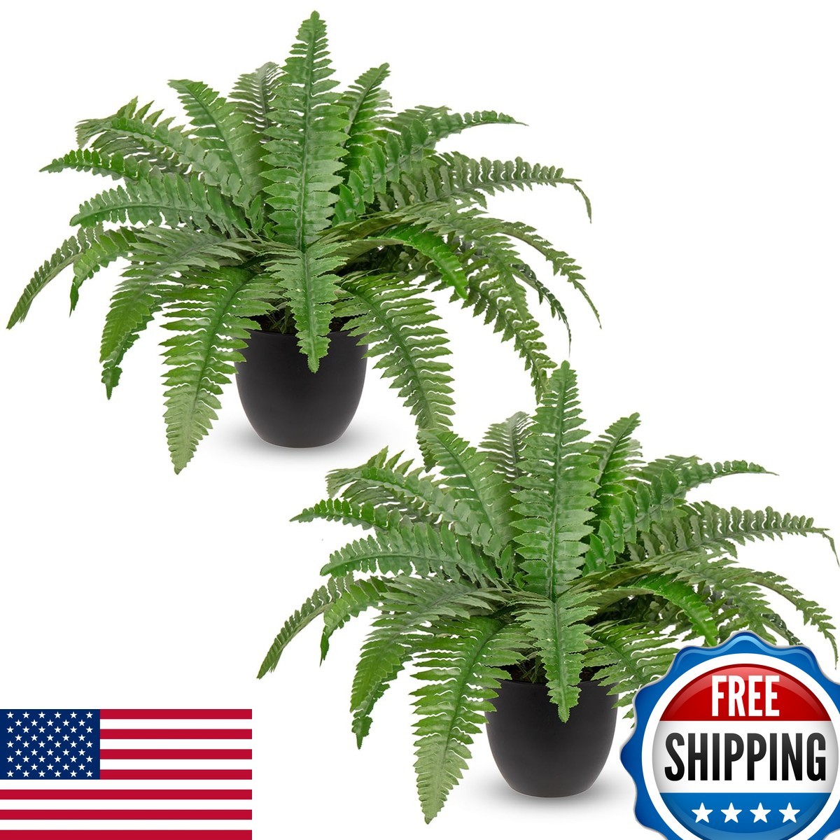 Hollyone 2Pcs Artificial Boston Ferns in Pot 17.7 Hollyone 2Pcs Artificial Boston Ferns in Pot 17.7