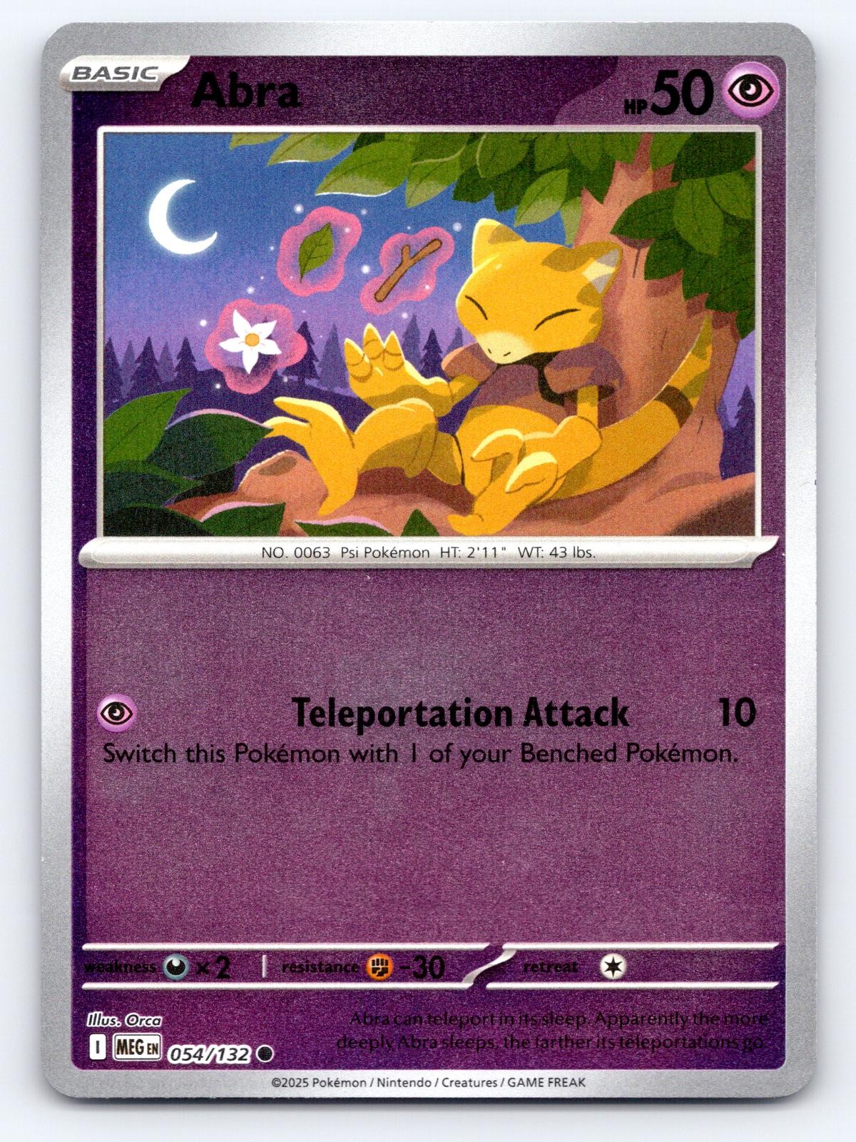 Abra 054/132 Common Mega Evolution Pokemon Reverse Holo Lightly Played