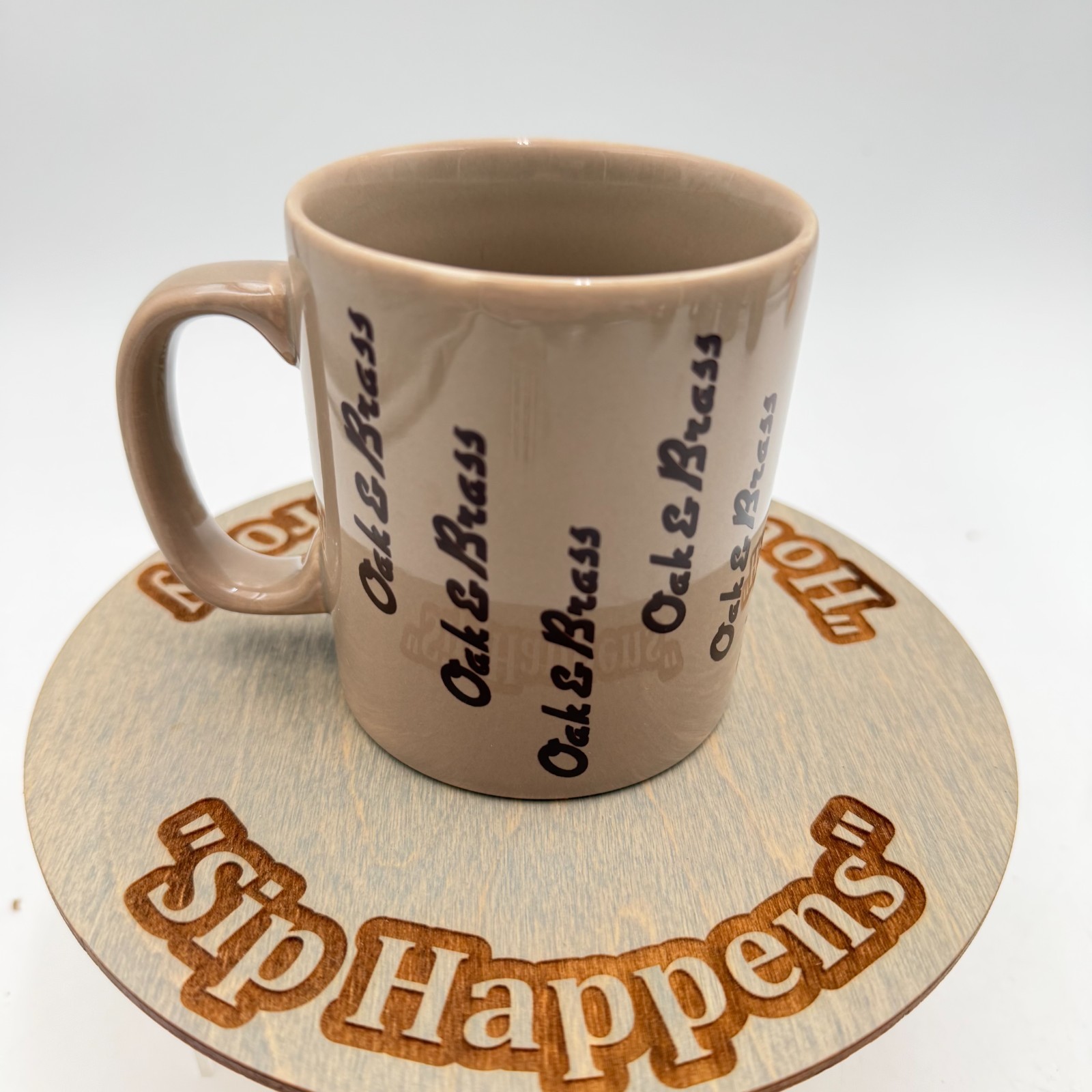 VTG Kiln Craft Staffordshire England Coffee Mug Tea Cup Oak Brass Tan Brown 70s VTG Kiln Craft Staffordshire England Coffee Mug Tea Cup Oak Brass Tan Brown 70s