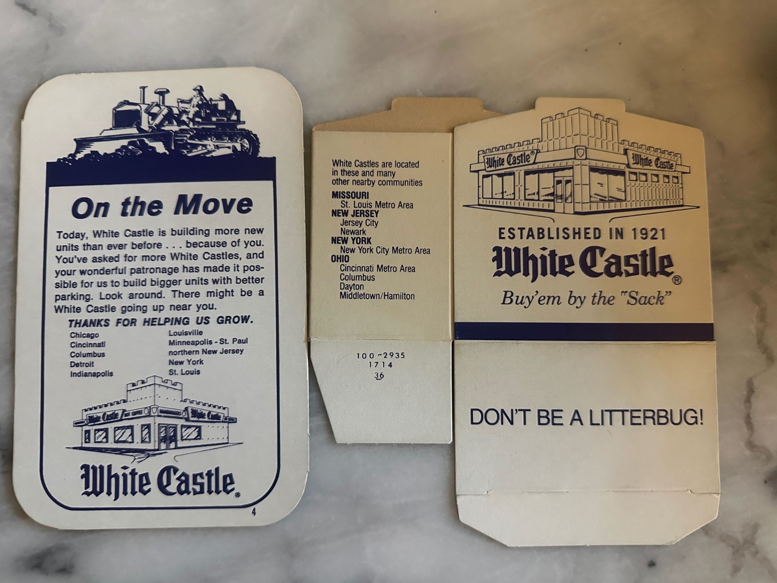 1984 White Castle Vintage Burger Box Packaging On The Move Advertising Lot