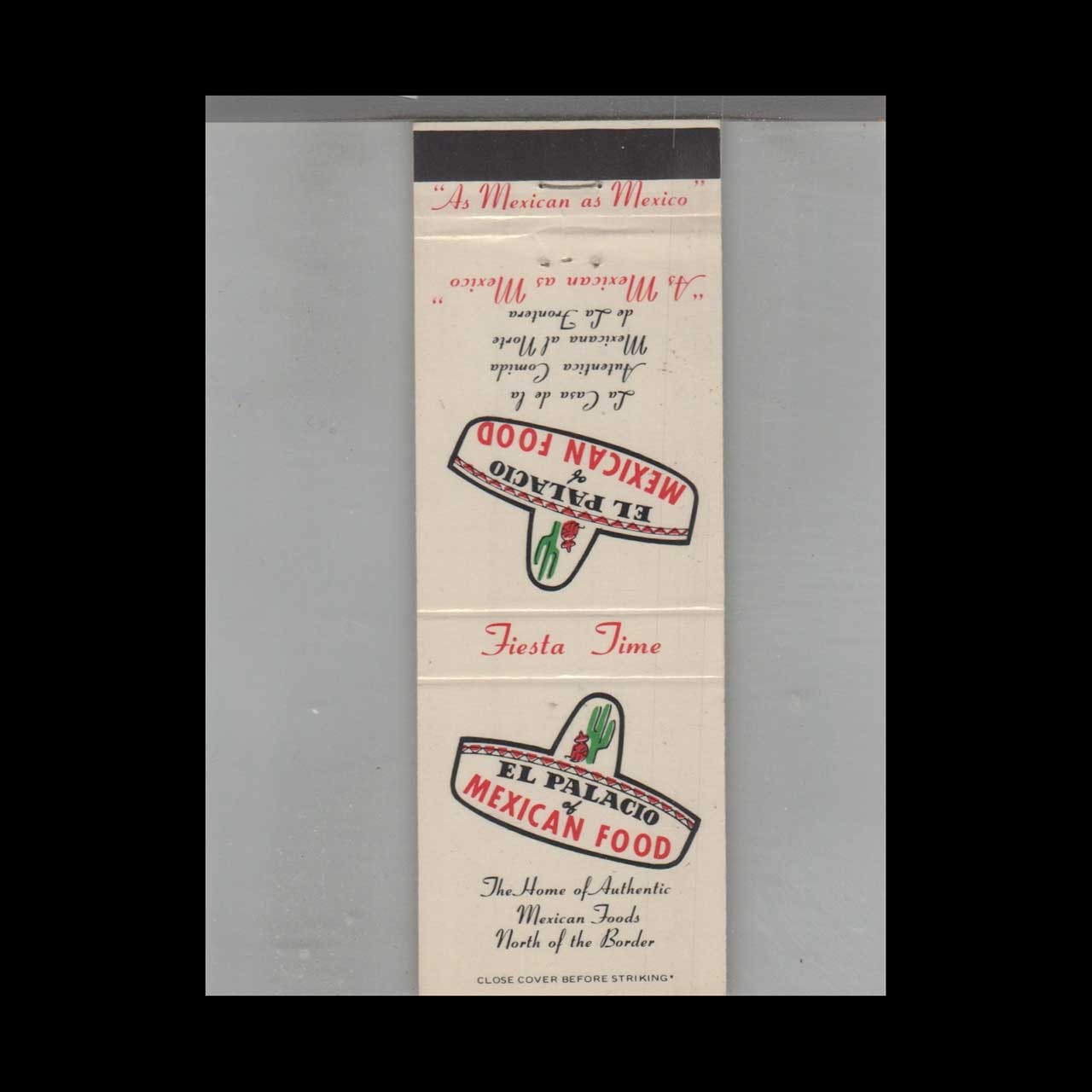 Matchbook Cover El Palacio Mexican Food Amarillo, TX