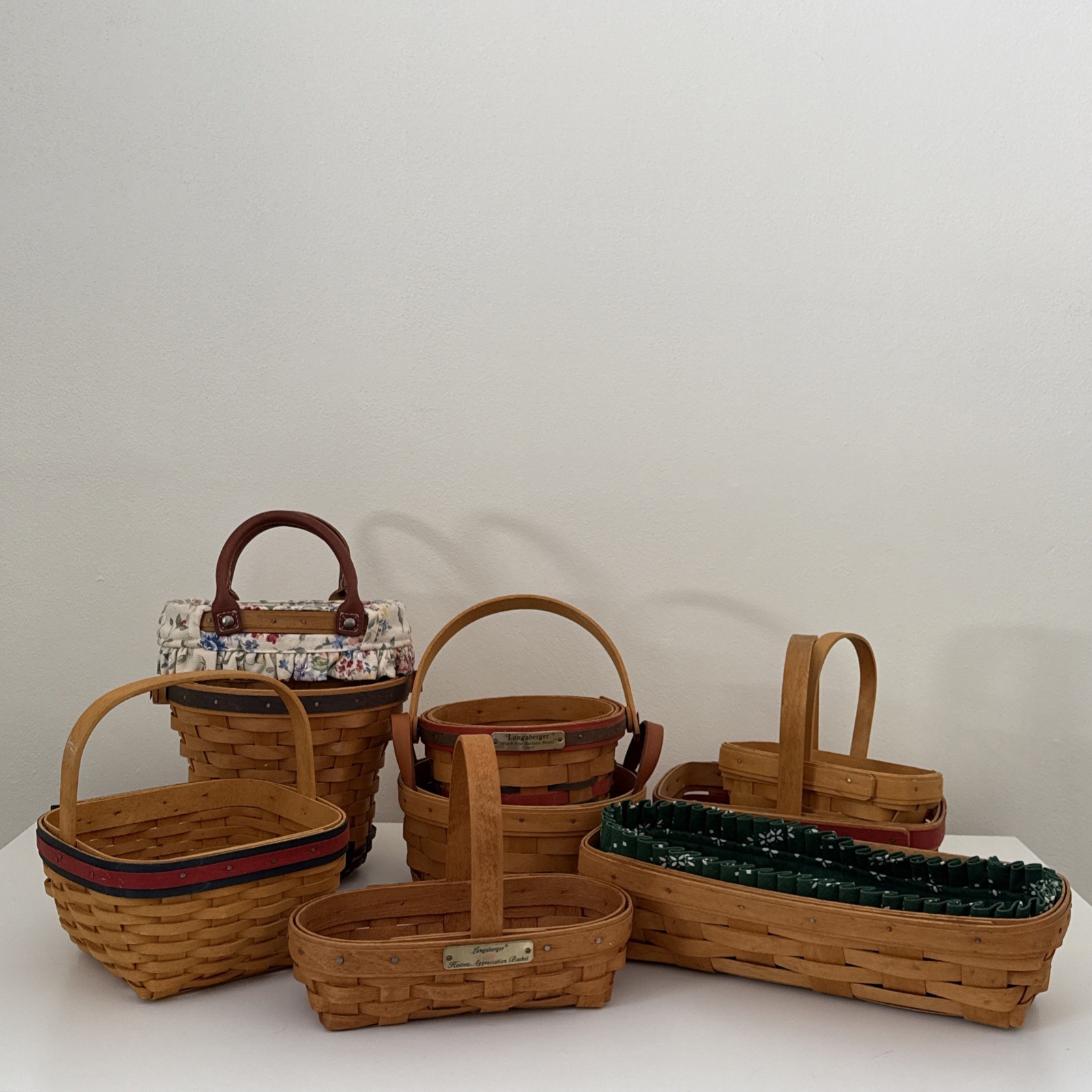Vtg Longaberger  Woven Baskets 1994-2003 Set of 9 Liners, Boardwalk Purse 🧺 