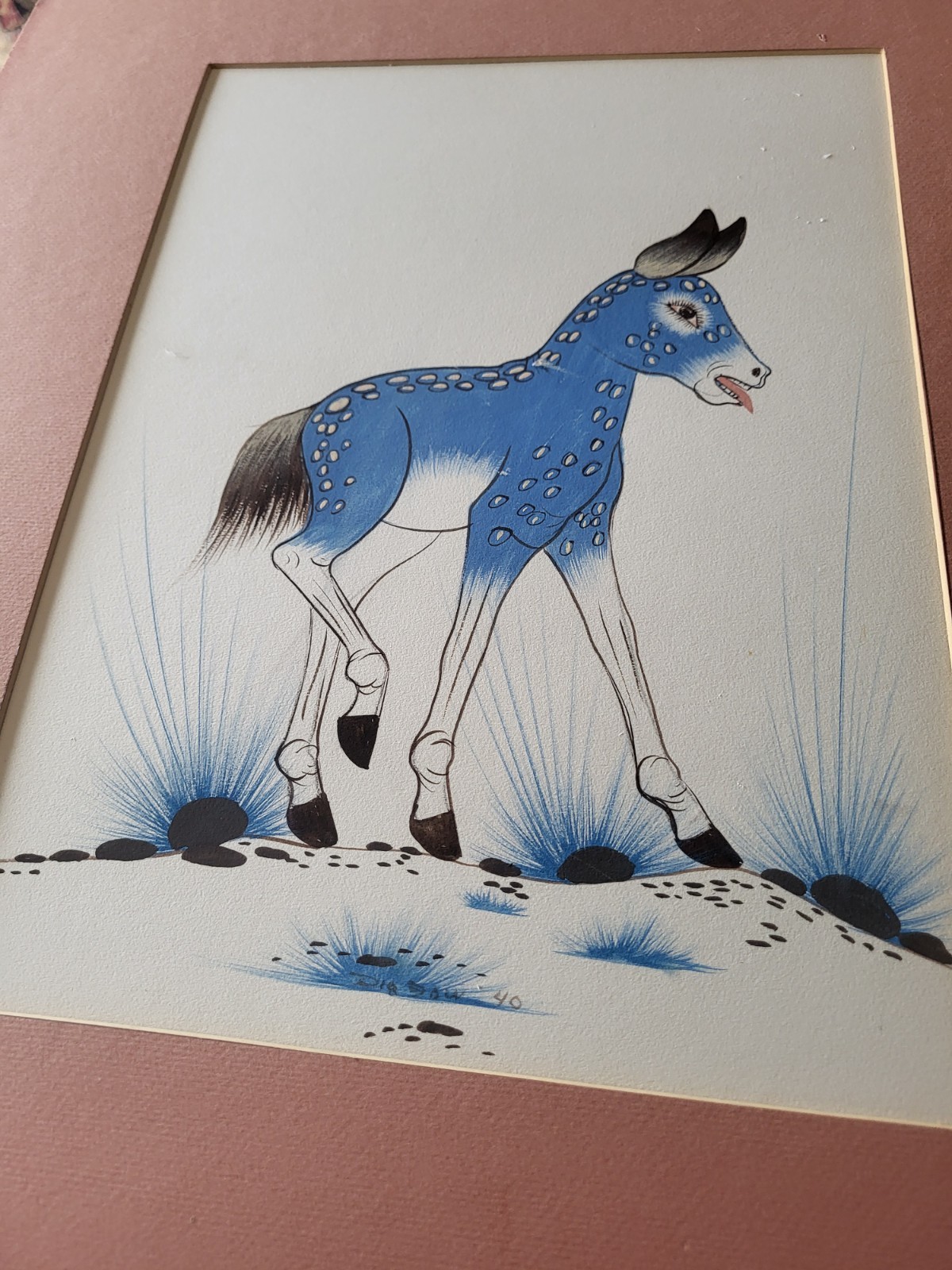 Woodrow Wilson (Woody) Broken Bow Kiowa Original Gouache Painting  1940 Signed 