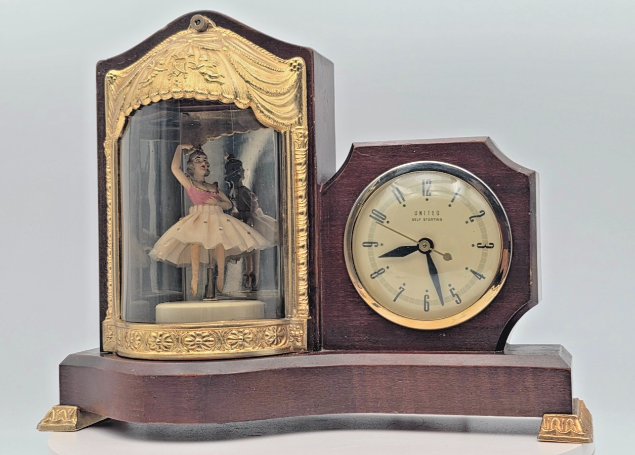 Vintage United Dancing Ballerina Music, Clock and Ballerina Work, Model 870