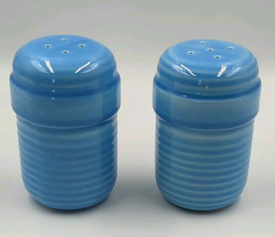 Vintage Blue Ceramic Salt And Pepper Shakers