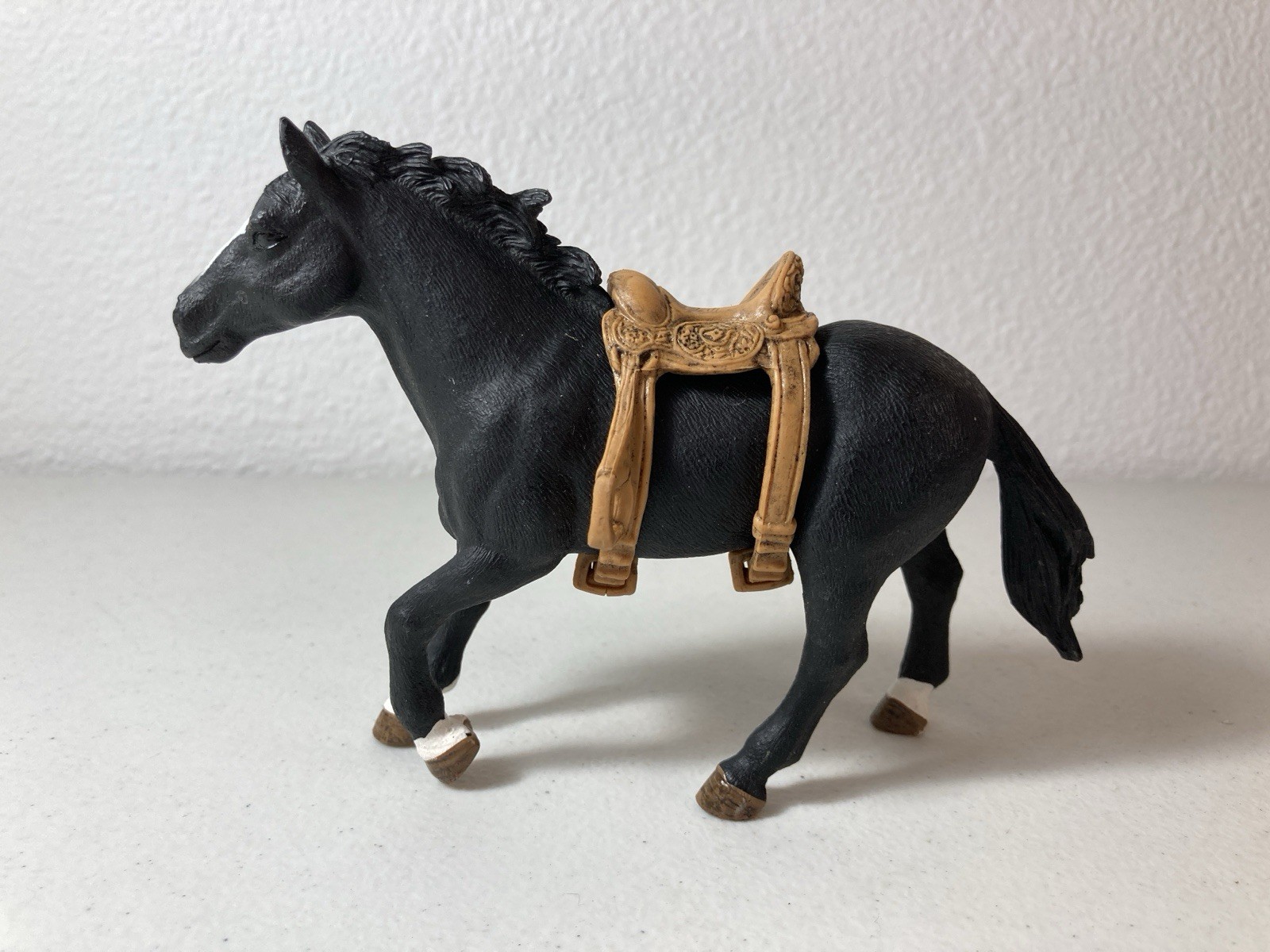 Schleich - 2012 Black Stallion Horse Figure With Western Saddle