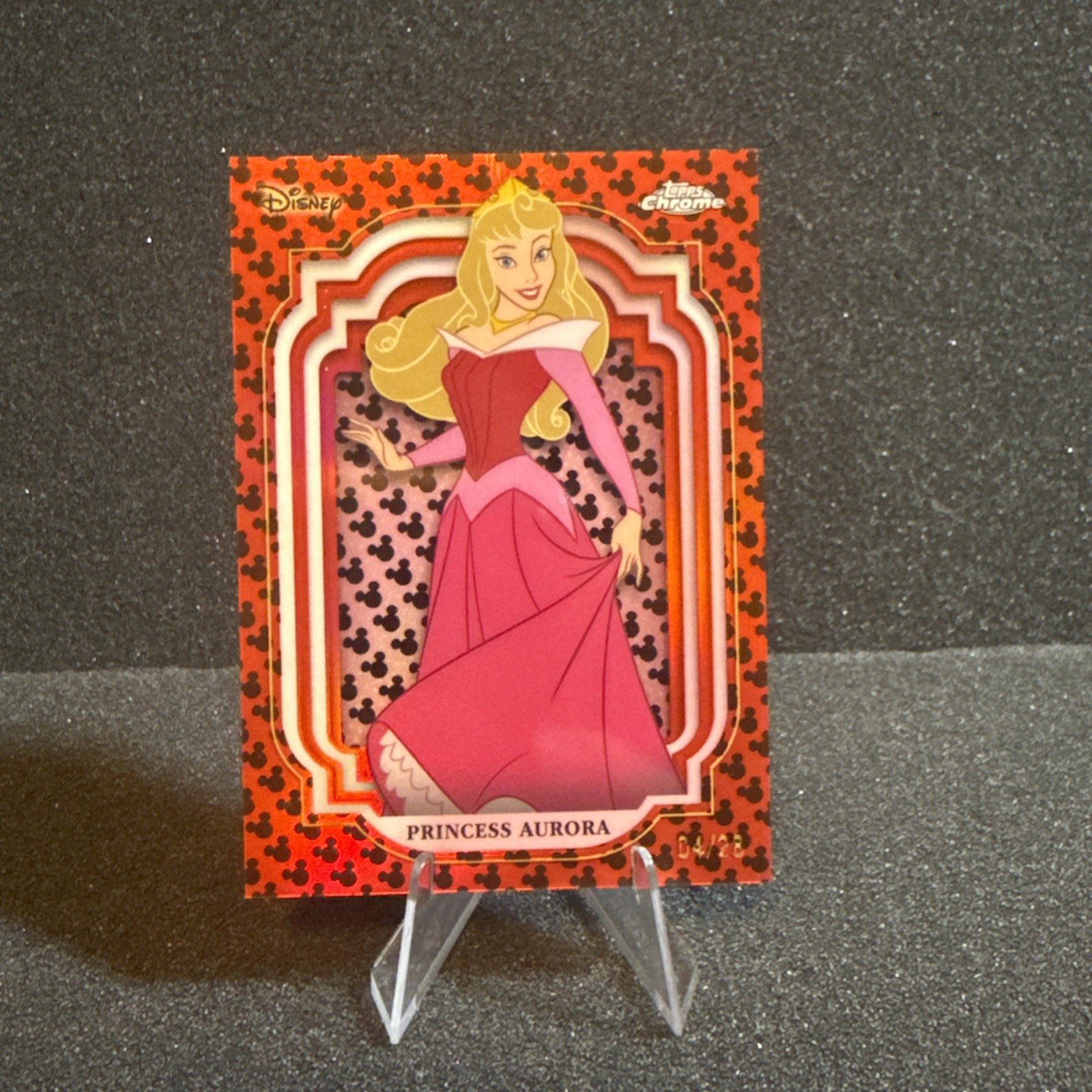 2024 Disney Topps Chrome PRINCESS AURORA 4/28 Red & Black Refractor #26 2024 Disney Topps Chrome PRINCESS AURORA 4/28 Red & Black Refractor #26
