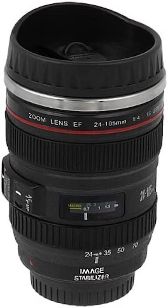 LenZcup Stainless Steel Insulated 1:1 Canon EF 24-105mm Modeling Tumbler, 11 Oz