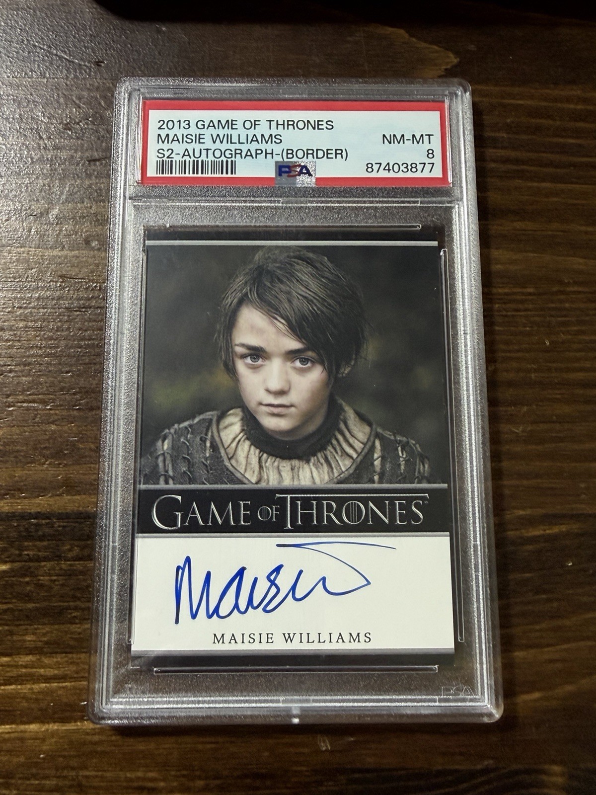 2013 Rittenhouse S2 Maisie Williams As Arya Game of Thrones Bordered Auto PSA 8 2013 Rittenhouse S2 Maisie Williams As Arya Game of Thrones Bordered Auto PSA 8
