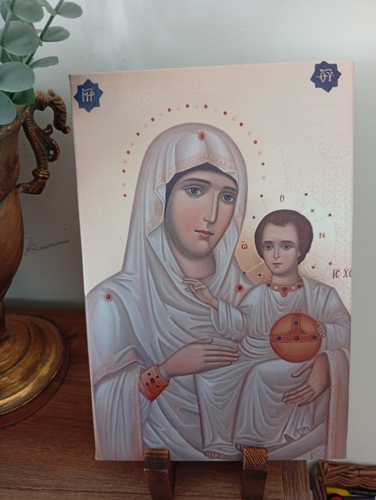 Exact  reproduction of  Virgin Mary of Jerusalem on canvas