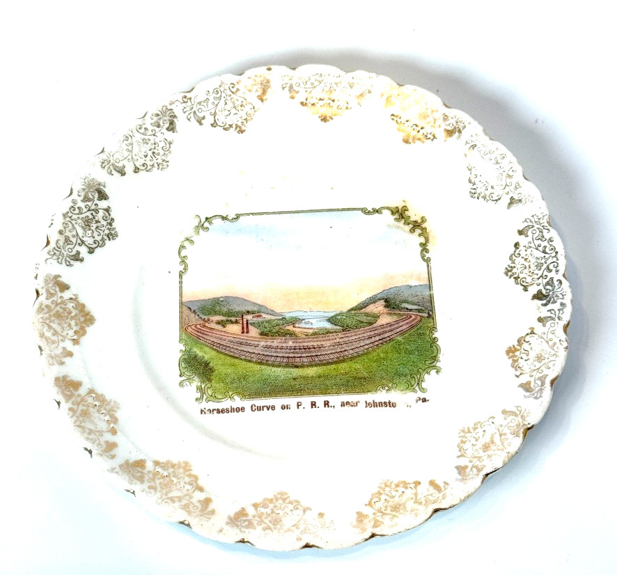 JOHNSTOWN Horseshoe Turn PA Pennsylvania Souvenir China TRINKET DISH PLATE