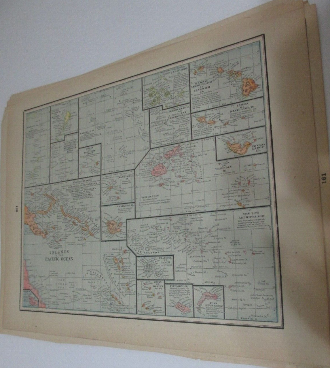 ANTIQUE MAP OF ISLANDS IN THE PACIFIC OCEAN  CRAM\'S  ATLAS 1905  11.5 X 14.5
