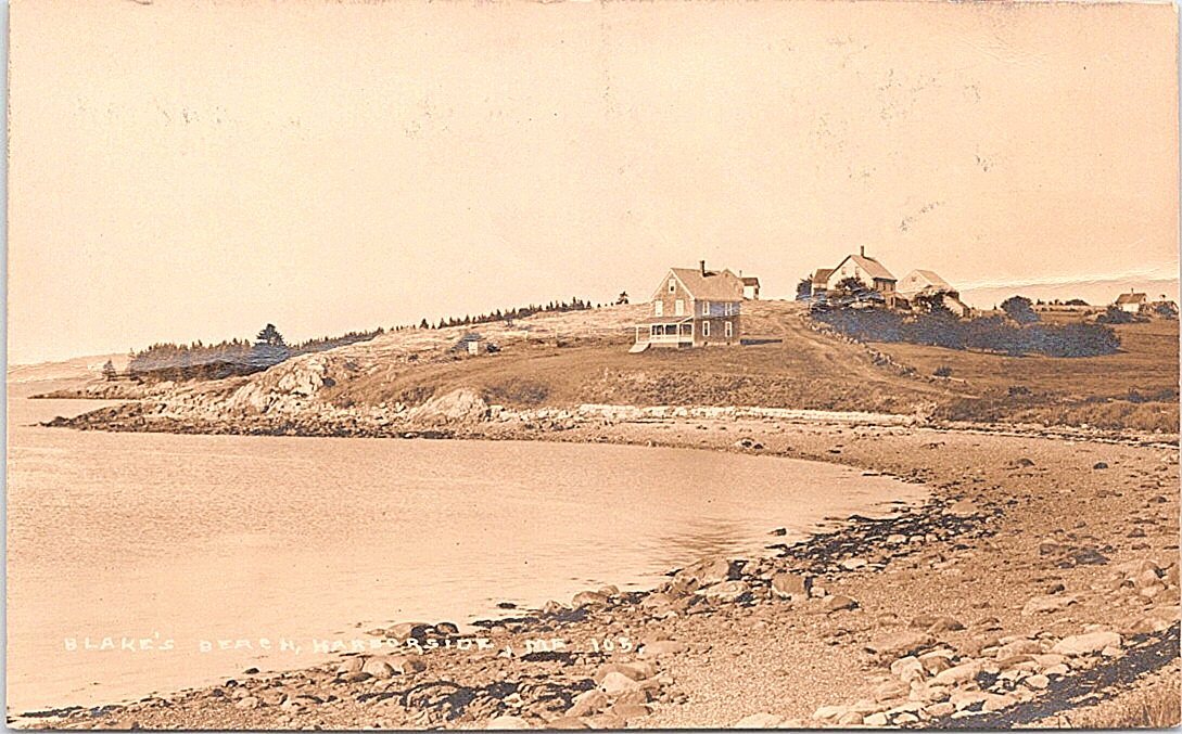 RPPC Harborside ME Shoreline View on Blake's Beach 1928 RPPC Harborside ME Shoreline View on Blake's Beach 1928