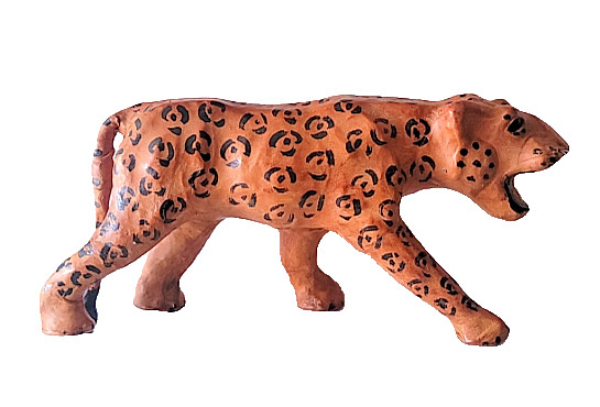 Vintage Leather Wrapped Leopard Figure:  