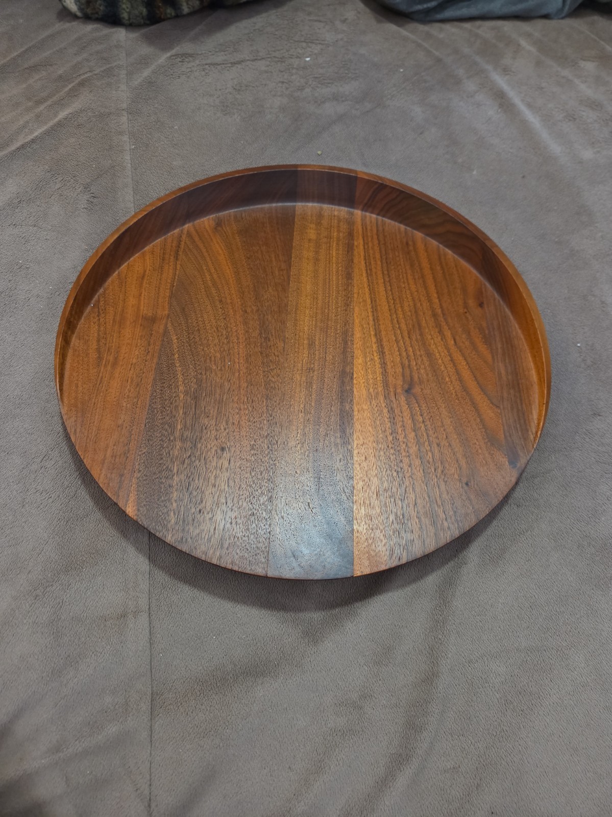 Vintage Gerber Trencher 15” Round Walnut Serving Tray Carving Board MCM Pristine