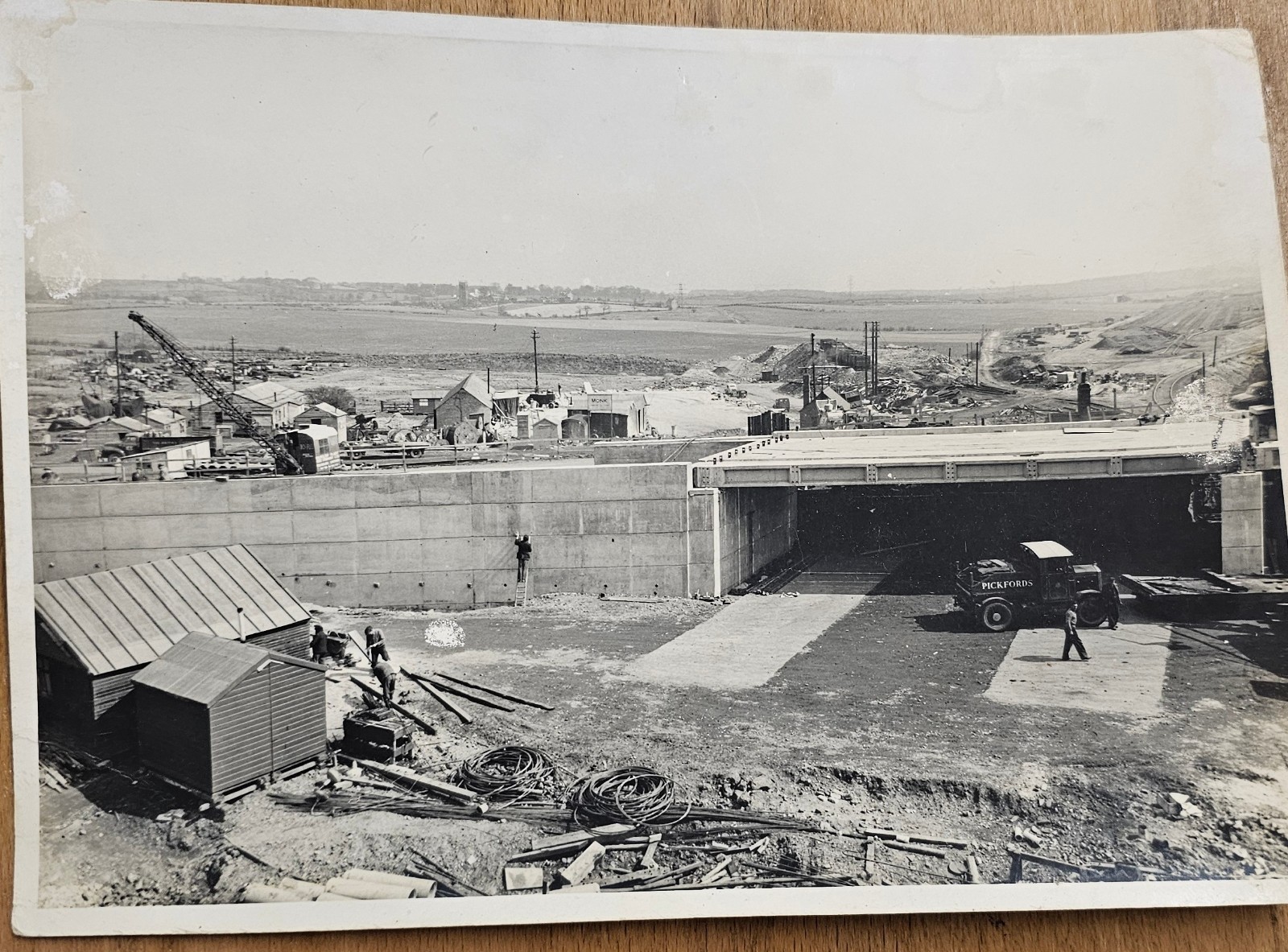 1956 Vintage Photo Barnsley Bridge Construction Monk Contractor Pickford C1