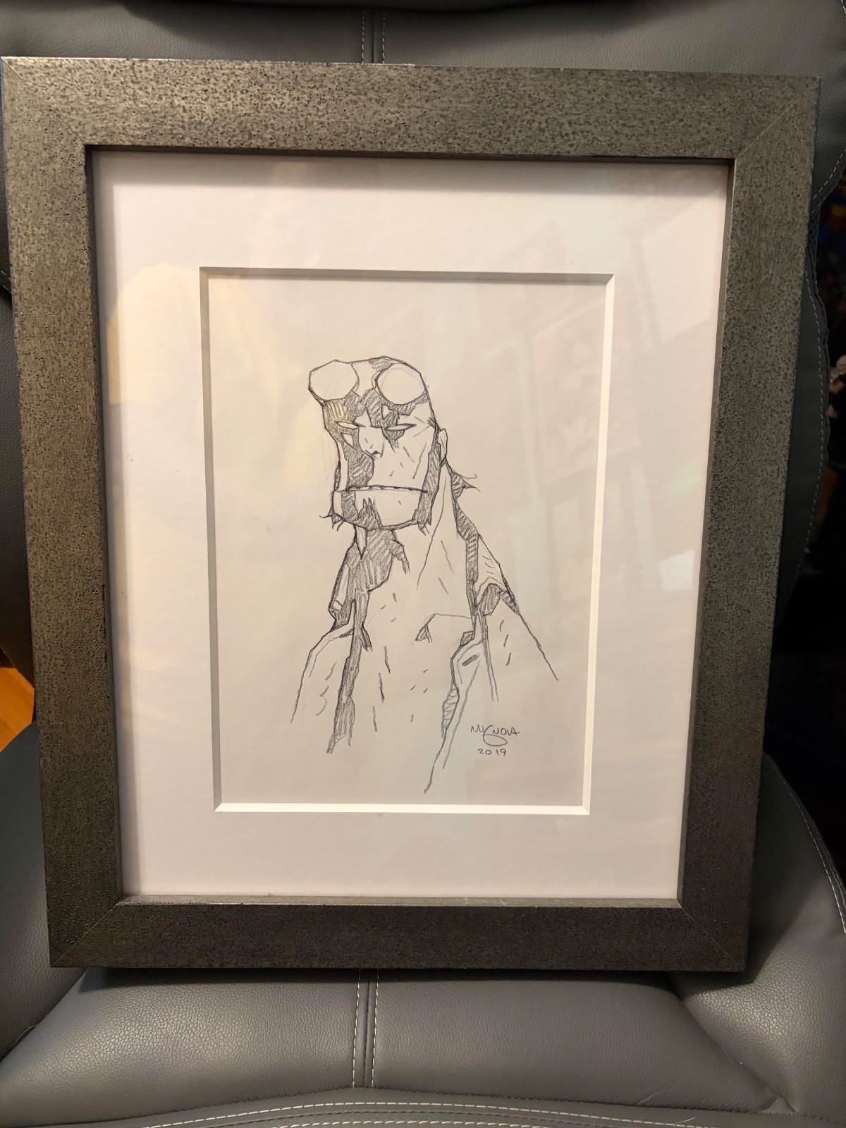 Hellboy sketch by M. Mignola - Signed, framed w/ museum grade glass 7.5