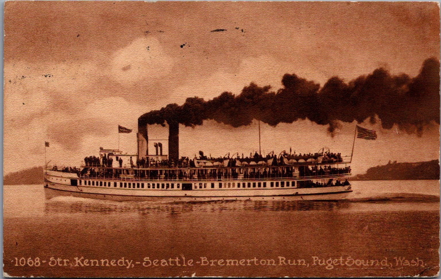 1911 Str. Kennedy Steamboat Seattle Bremerton Run Puget Sound Postcard RPPC