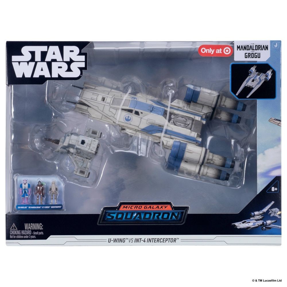 Star Wars:  MGS The Mandalorian & Grogu Vehicle & Figures- U-wing vs. INT-4