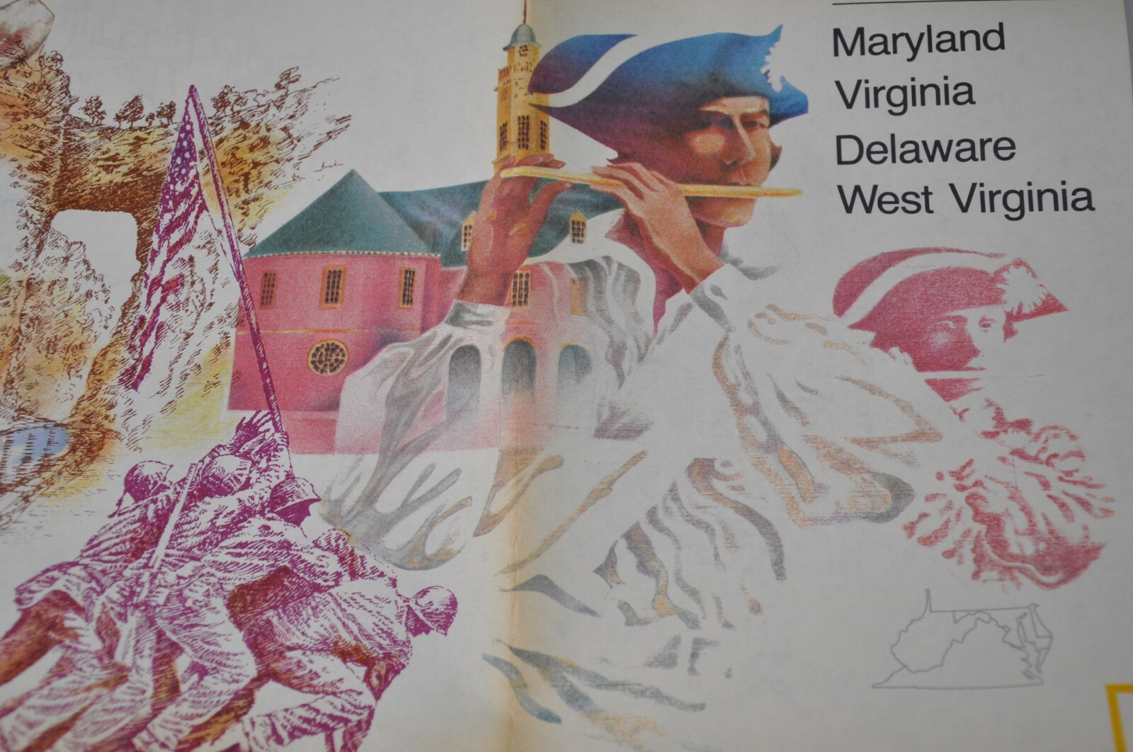 1976 National Geographic Society Map Maryland Virginia Delaware West Virginia