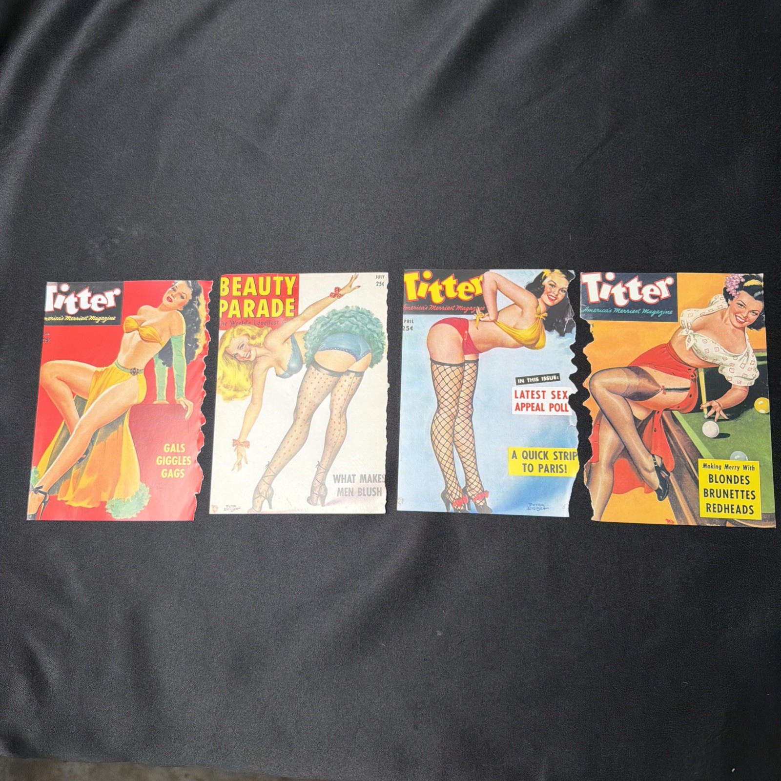 Vintage Pin Up Magazine Cover Lot 4 Peter Driben Titter Beauty Parade 1940s 50s