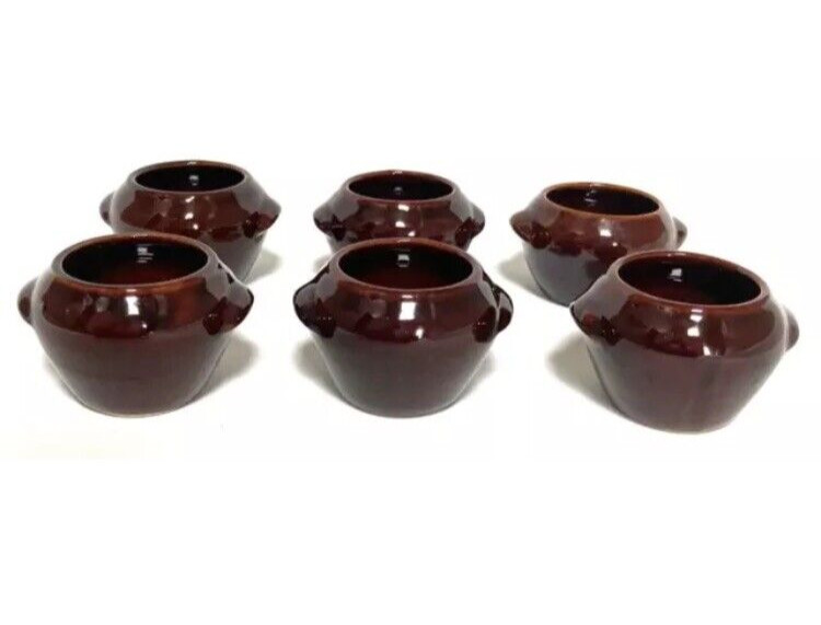 Vintage Set SIX 1950's HEINZ 57 Promo Earthenware BEAN POTS Pottery Condiments