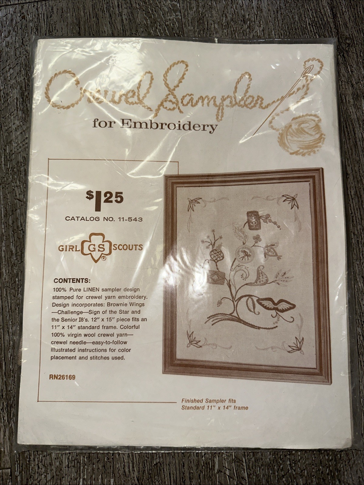 Girl Scouts Crewel Sampler Embroidery Kit Rare Grandma Hobby Slow Living NIP/NOS