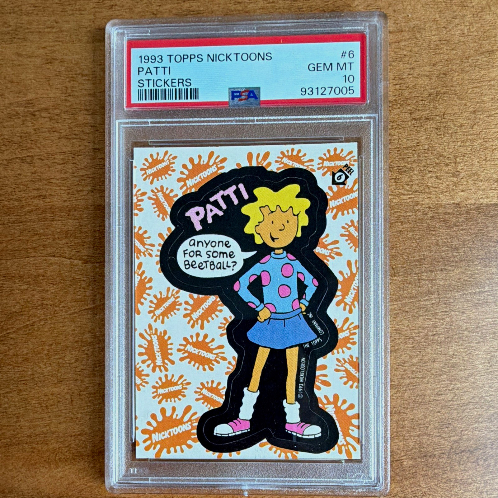Topps 1993 Nicktoons Doug Patti Mayonnaise Sticker #6 PSA 10 Cert 93127005