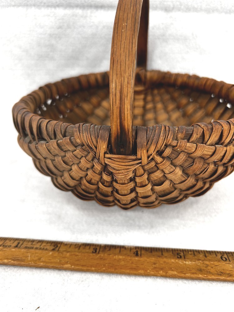 antique basket small splint ash carry hand made berry original excellent 1800s