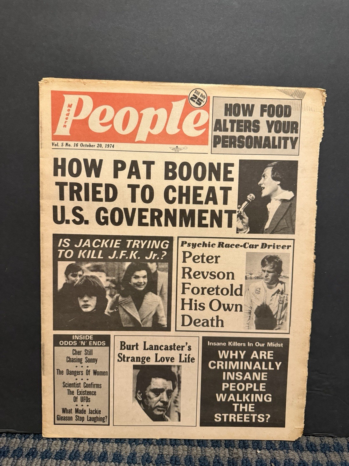 1974 Oct 20th Modern People Newspaper, Burt Lancaster, Pat Boone (VRN10D)