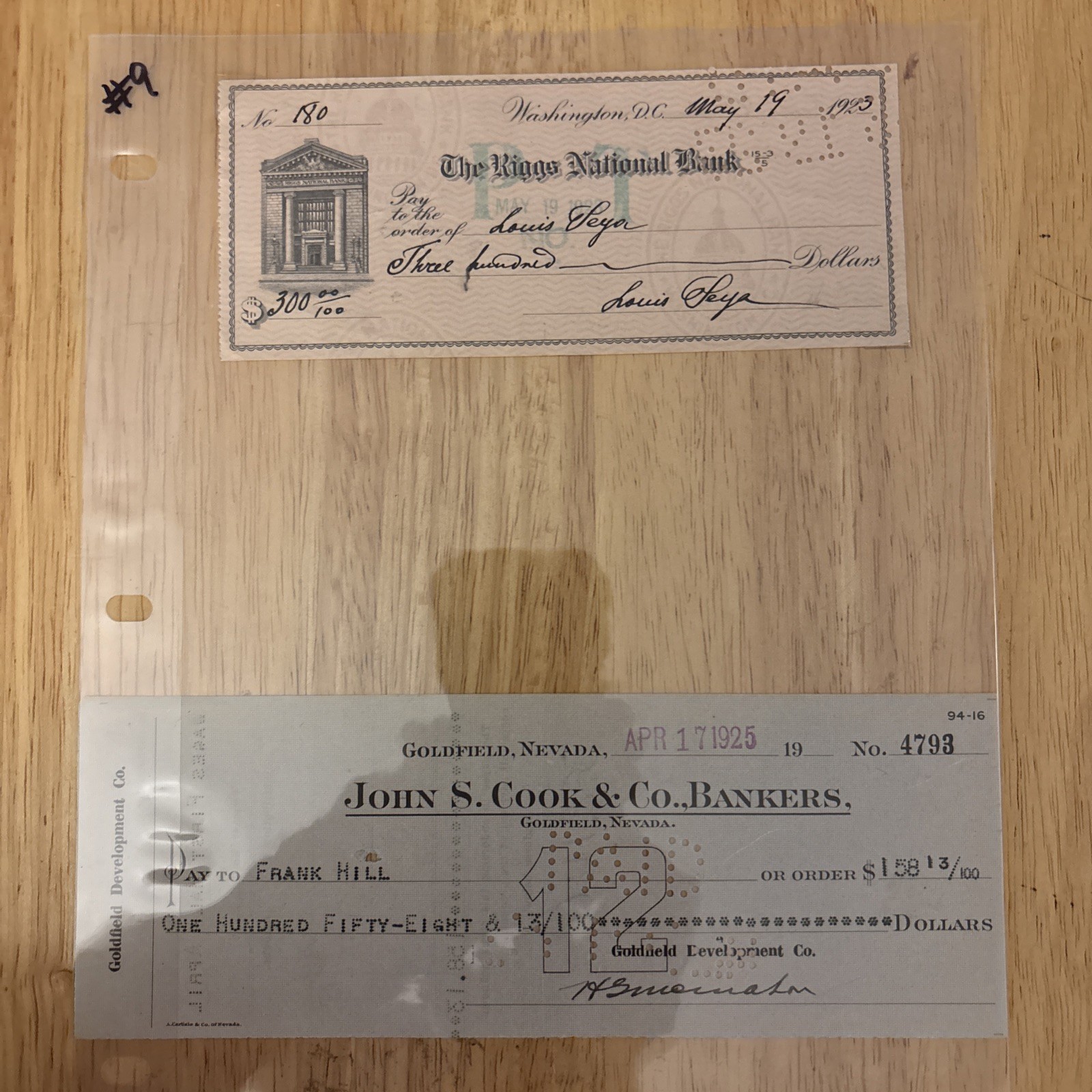 Lot of 2 antique bank receipts 1923 1925
