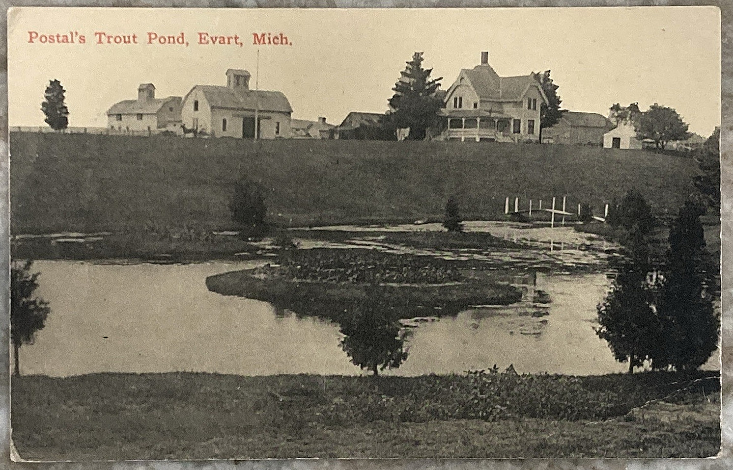 Postal\'s Trout Pond Evart Michigan 1918 DB Postcard B862
