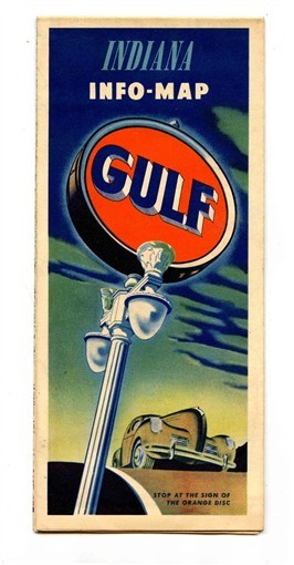 Gulf Indiana Info Map Rand McNally 1948