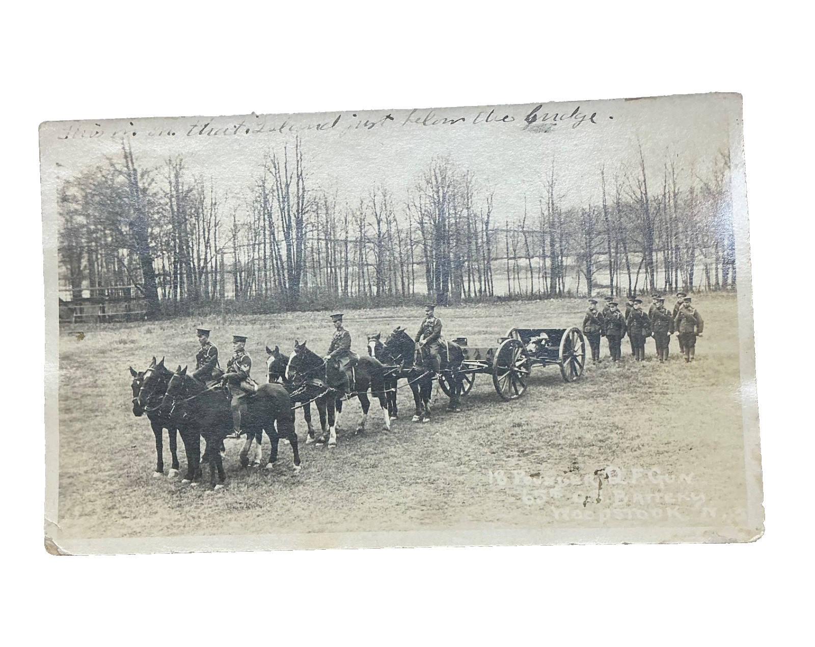 WWI Canadian 65th Battery CFA RPPC 18-Pounder Gun Woodstock NB c1916-18