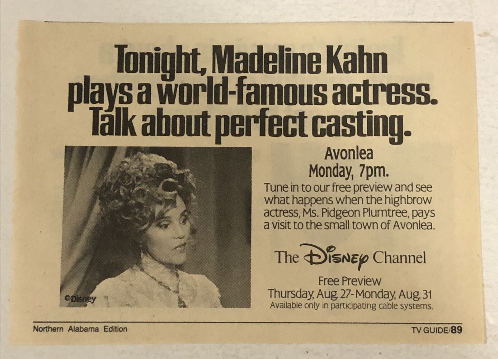 Avonlea Madeline Kahn Vintage Print Ad TV Advert Disney Channel TPA23 Avonlea Madeline Kahn Vintage Print Ad TV Advert Disney Channel TPA23