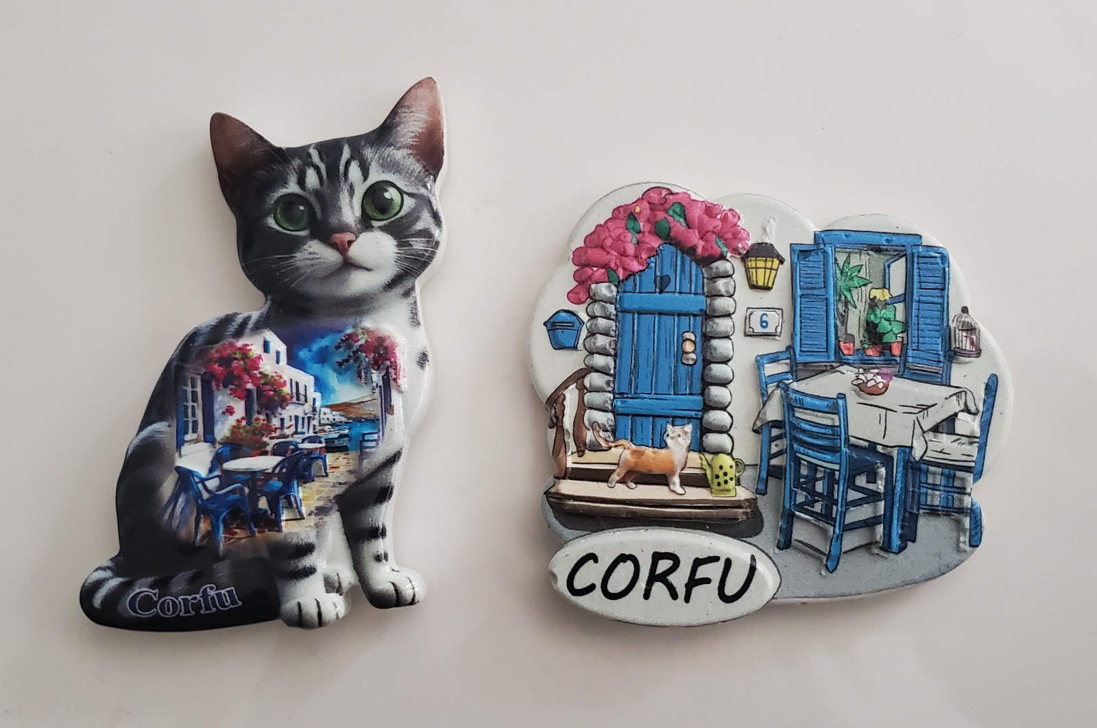 SET OF 2 NEW CORFU, GREECE FRIDGE MAGNETS