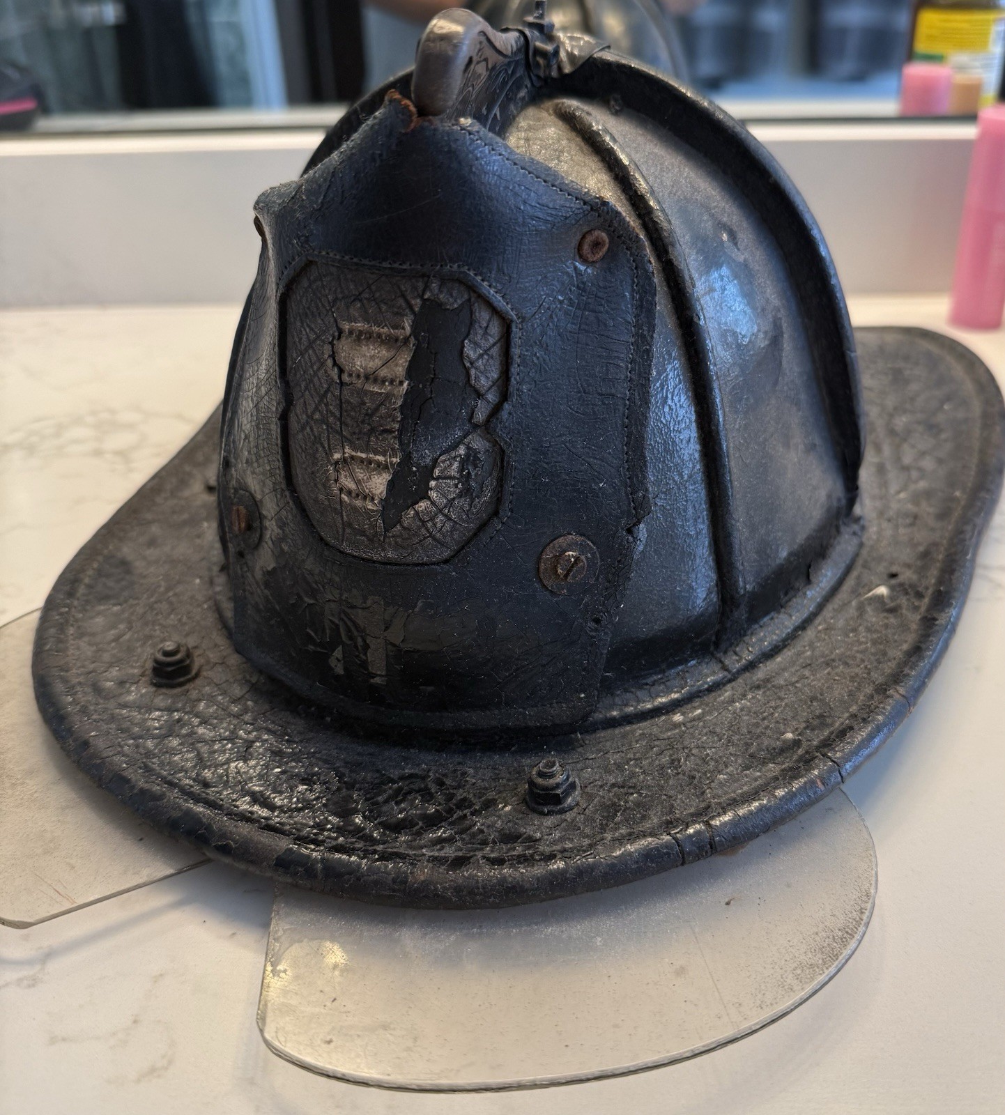 Cairns & Brother Leather Firefighter Helmet w/ Face Shield 1948