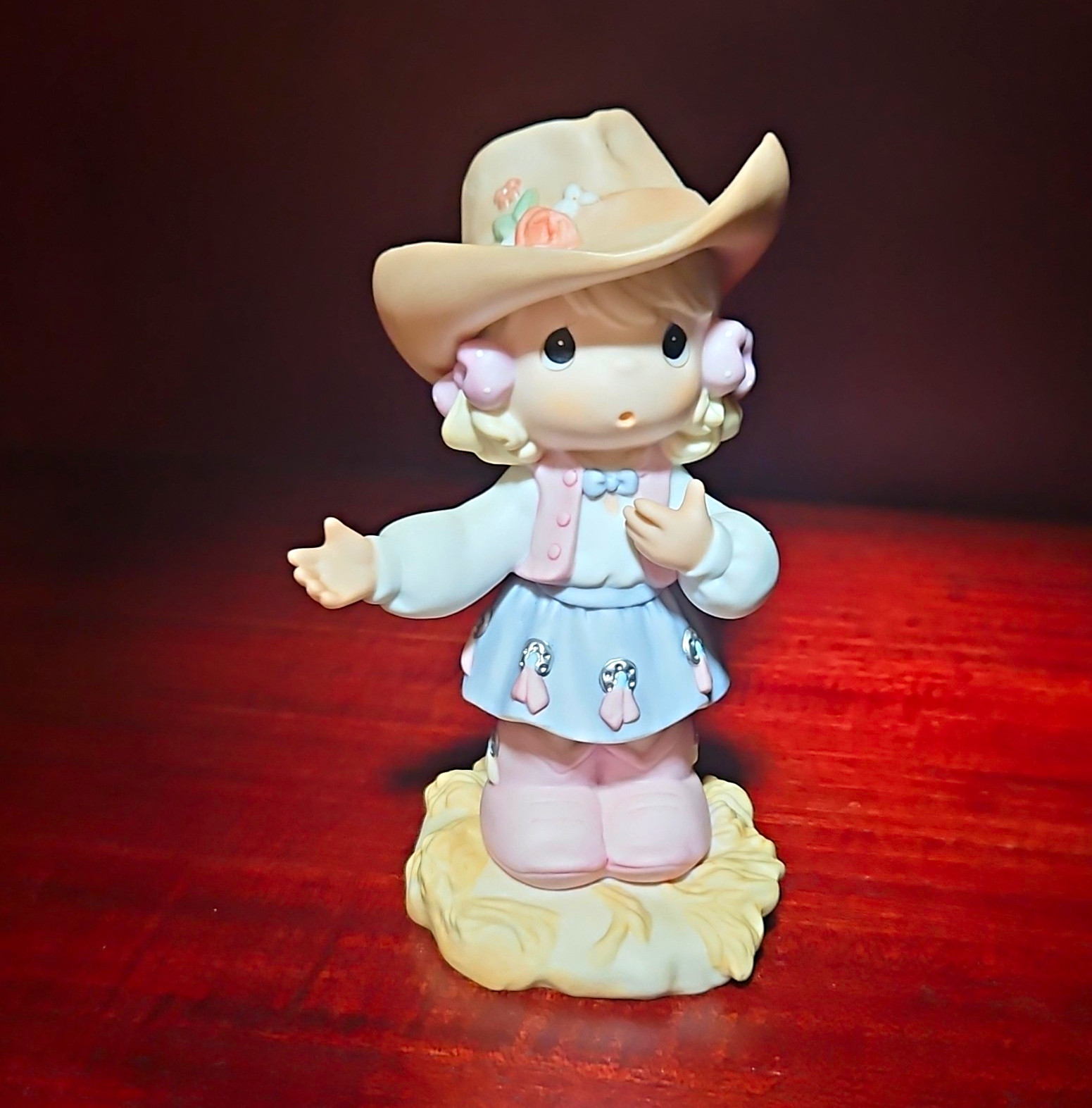 Precious Moments Porcelain Cowgirl Girl Figurine Hand Painted Sam Butcher 1997